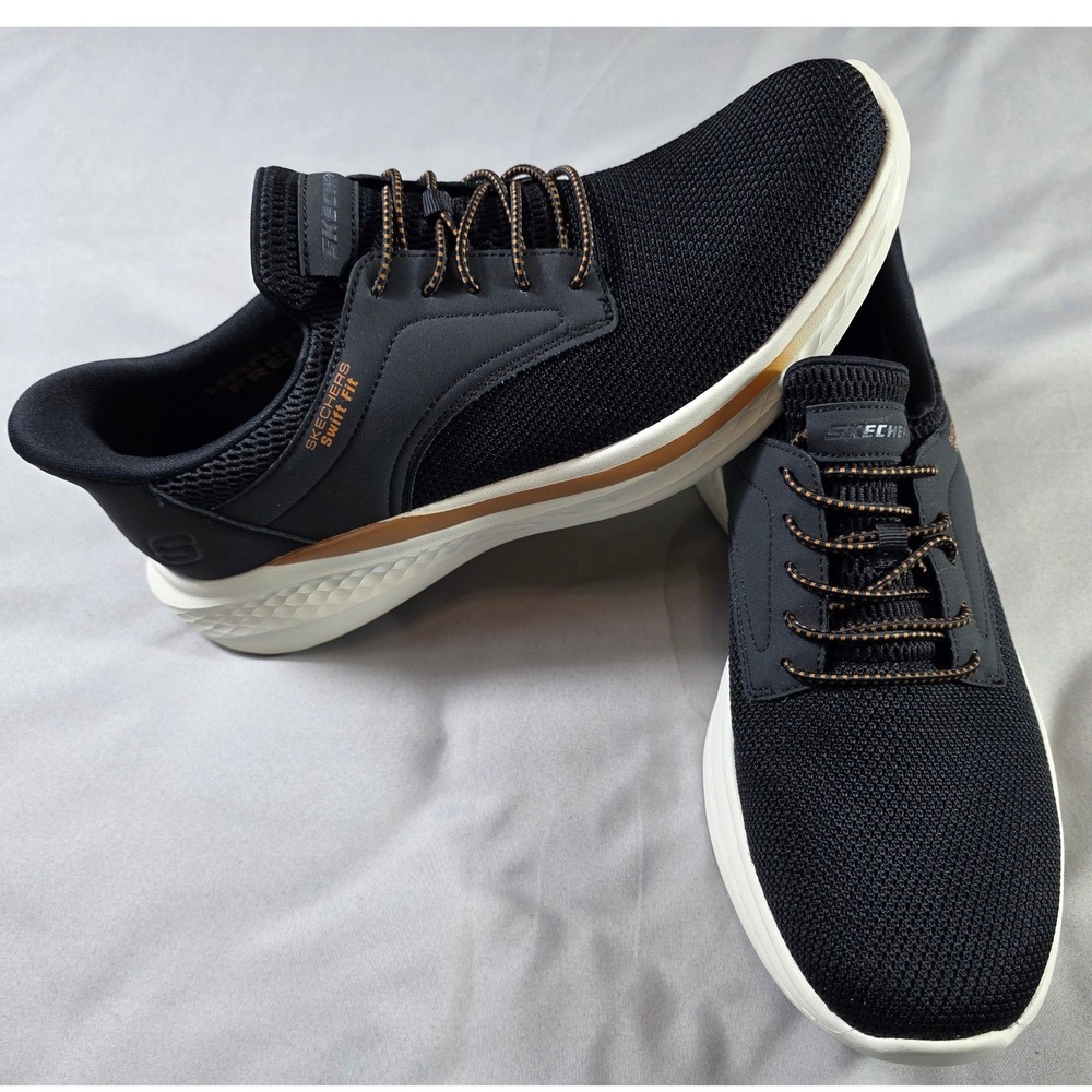 Skechers Swift Fit Hands Free Slip-Ins Men 10.5 Black Sneaker EUC
